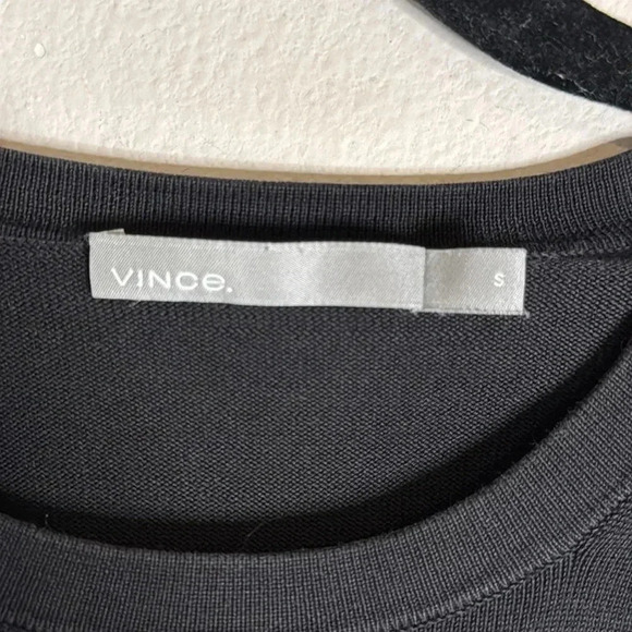 Vince Black Crewneck Long Sleeve Tee with Pocket Size Small - Picture 2 of 6